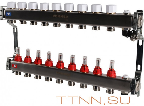 Для отопления Rommer 1"/3/4"x9 с расходомерами (RMS-1201-000009)