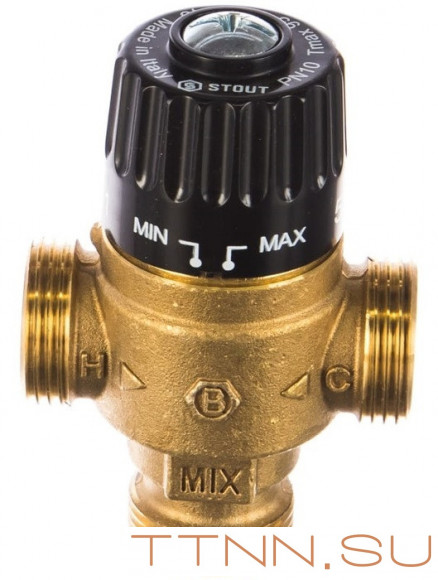 Смесительный клапан STOUT 3/4 НР 30-65°С KV 1,8