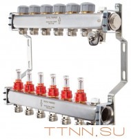 Для отопления Royal Thermo 1" ВР-3/4" НР, 10 выходов с расходомерами, нерж. (RTE 52.110)