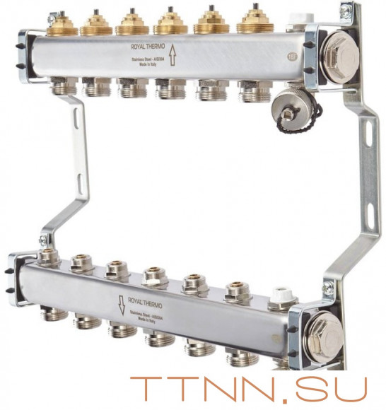 Для отопления Royal Thermo 1" ВР-3/4" НР, 12 выходов, нерж. (RTE 51.112)