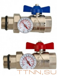 Аксессуар для котельной Wester Комплект из двух шаровых кранов 1 " с накидной гайкой и термометрами v 2