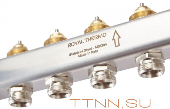 Для отопления Royal Thermo 1" ВР-3/4" НР, 2 выхода, нерж. (RTE 51.102)