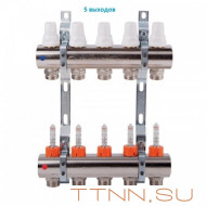 Коллекторная группа с расходомерами General fitings 1"х 3/4" на 5 выходов