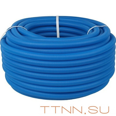 Защита труб диаметром 25 мм STOUT Труба гофрированная ПНД 32 мм (бухта 50м) синяя