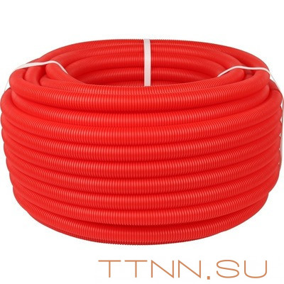 Защита труб диаметром 25-32 мм 30 метров STOUT Труба гофрированная ПНД 40 мм (бухта 30м) красная