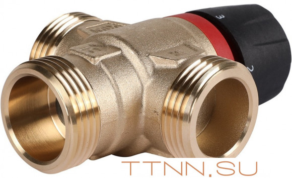 Смесительный клапан Rommer 1" НР 35-60°С KV 2,5 (RVM-0232-256025) боковое смешивание