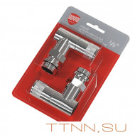 Набор вентелей Royal Thermo PIANO, УГЛОВОЙ, (2 шт) хром