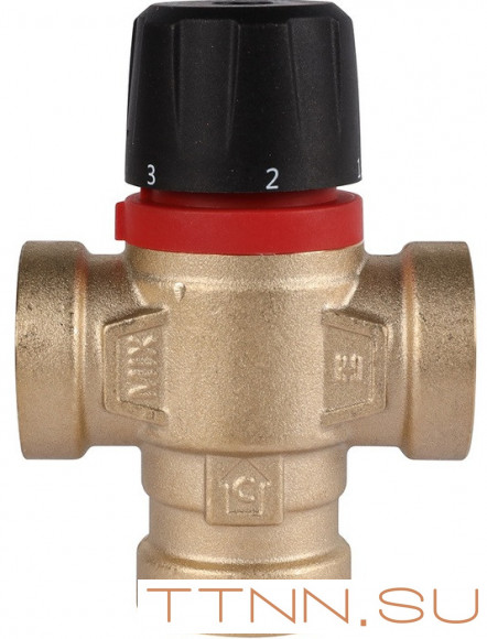 Смесительный клапан Rommer 3/4" ВР 20-43°С KV 1,6 (RVM-0111-164320) боковое смешивание