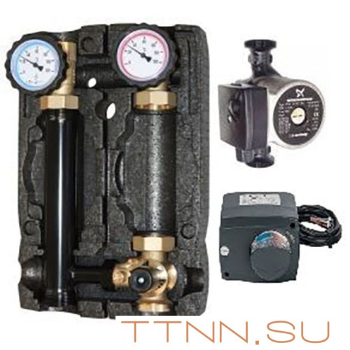 Насосная группа HOOBS DN25 (1"вр х 1 1/2"нр), с 3-х ход. клапаном, с насосом UPSO25-65, с сервоприводом