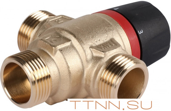 Смесительный клапан Rommer 3/4" НР 20-43°С KV 1,6 (RVM-0121-164320) боковое смешивание