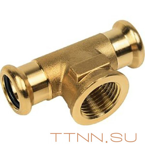 Пресс-фитинг Sanha, бронза, тройник ВПр-ВР-ВПр 22x3/4x22 для медных труб прессовой