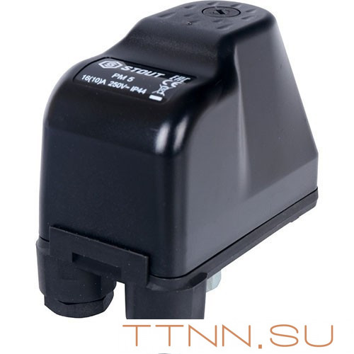 Реле давления для водоснабжения STOUT PM5G,  1-5 бар, 1/4", с накидной гайкой