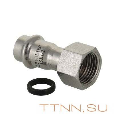 Соединитель из нержавеющей стали с накидной гайкой Valtec 12х1/2"