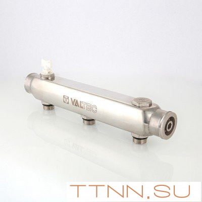 Коллектор из нержавеющей стали Valtec 100 мм, 1"х 6 выхода 1/2" VTc.510.SS.060406 Коллектор из нержавеющей стали Valtec 100 мм, 1"х 6 выхода 1/2" VTc.510.SS.060406