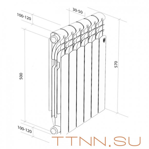 Алюминиевый радиатор Royal Thermo Revolution 500 10 секц.