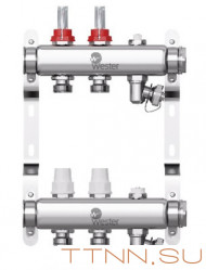 Коллектор для теплого пола Wester 1"-3/4 в сборе с расходомерами на 2 выхода