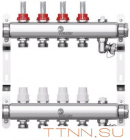 Коллектор для теплого пола Wester 1"-3/4 в сборе с расходомерами на 4 выхода