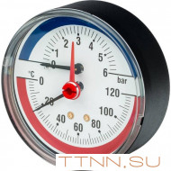 Термоманометр аксиальный Watts FR 818 (TMAX) 6 бар