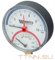 Термоманометр радиальный Watts FR 828(TMRA) 10 бар