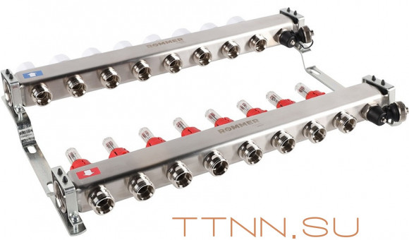 Для отопления Rommer 1"/3/4"x8 с расходомерами (RMS-1201-000008)