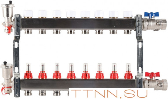 Для отопления Rommer 1"/3/4"x8 с расходомерами (RMS-1210-000008)