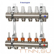 Коллекторная группа с расходомерами ICMA 1"х3/4" на 6 выходов Коллекторная группа с расходомерами ICMA 1"х3/4" на 6 выходов