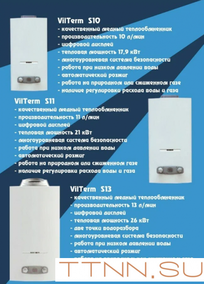 Газовый проточный водонагреватель VilTerm S11