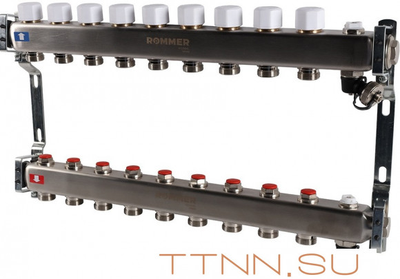 Для отопления Rommer 1"/3/4"x9 с запорными клапанами (RMS-3201-000009) Для отопления Rommer 1"/3/4"x9 с запорными клапанами (RMS-3201-000009)